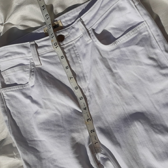 L'AGENCE Sz 28 High Line High Rise Skinny Blanc Destruct Distressed Hem Jeans - Picture 9 of 17